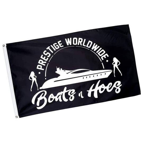 Prestige Worldwide Boats 'N Hoes Flag 5x3ft – Funny Banner for Man Cave, Garage