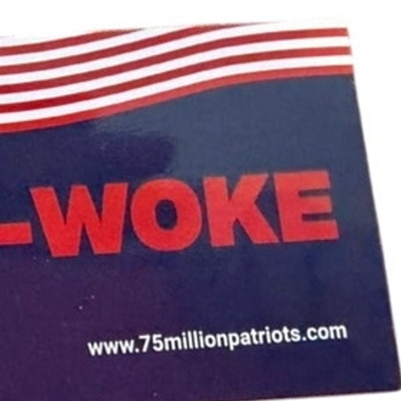 Anti‑Woke 75 Million Patriots Fridge Magnet Waving American Flag Vinyl 3.5x2