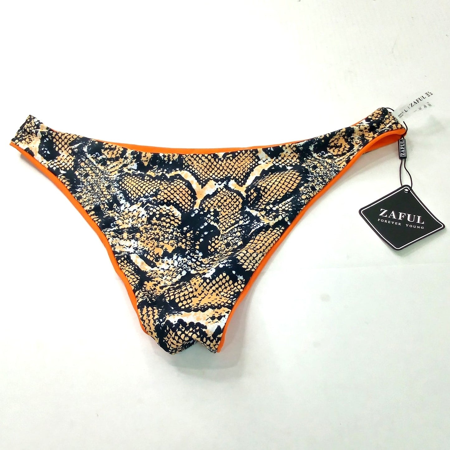 Zaful Reversible Snakeskin Bikini Bottoms Women’s Large Orange / Snake Print