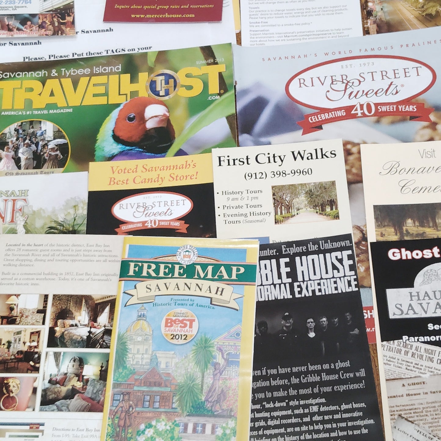 Savannah GA Travel Ephemera Lot - 2013 Collection of Paper & Cardstock Souvenirs