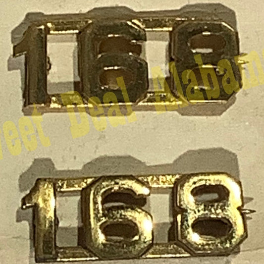 Early/Mid 1900s Brass C-Clasp "168" Collar Device 3/8"H Hat / Lapel Pins Set