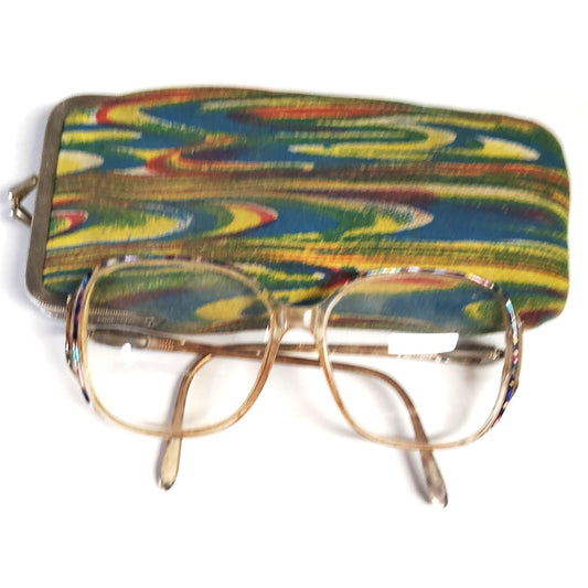 VTG 1980s Oversized Aviator Eyeglass Frames Multicolor Inlay