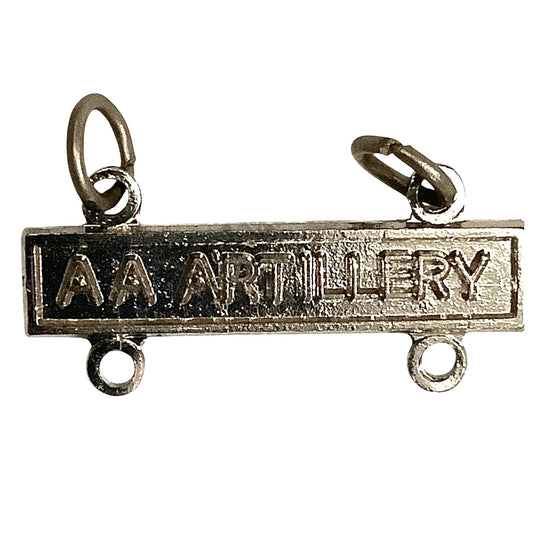 Military Qualification Bar, AA Artillery (Anti-Aircraft) Silver Tone 1/2"H x 1"W