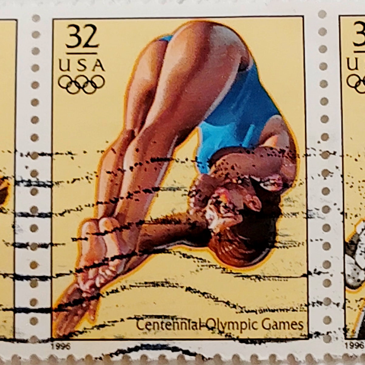 Strip of 5 – 1996 USA 32¢ Centennial Olympic Games – Horizontal Strip, Canceled