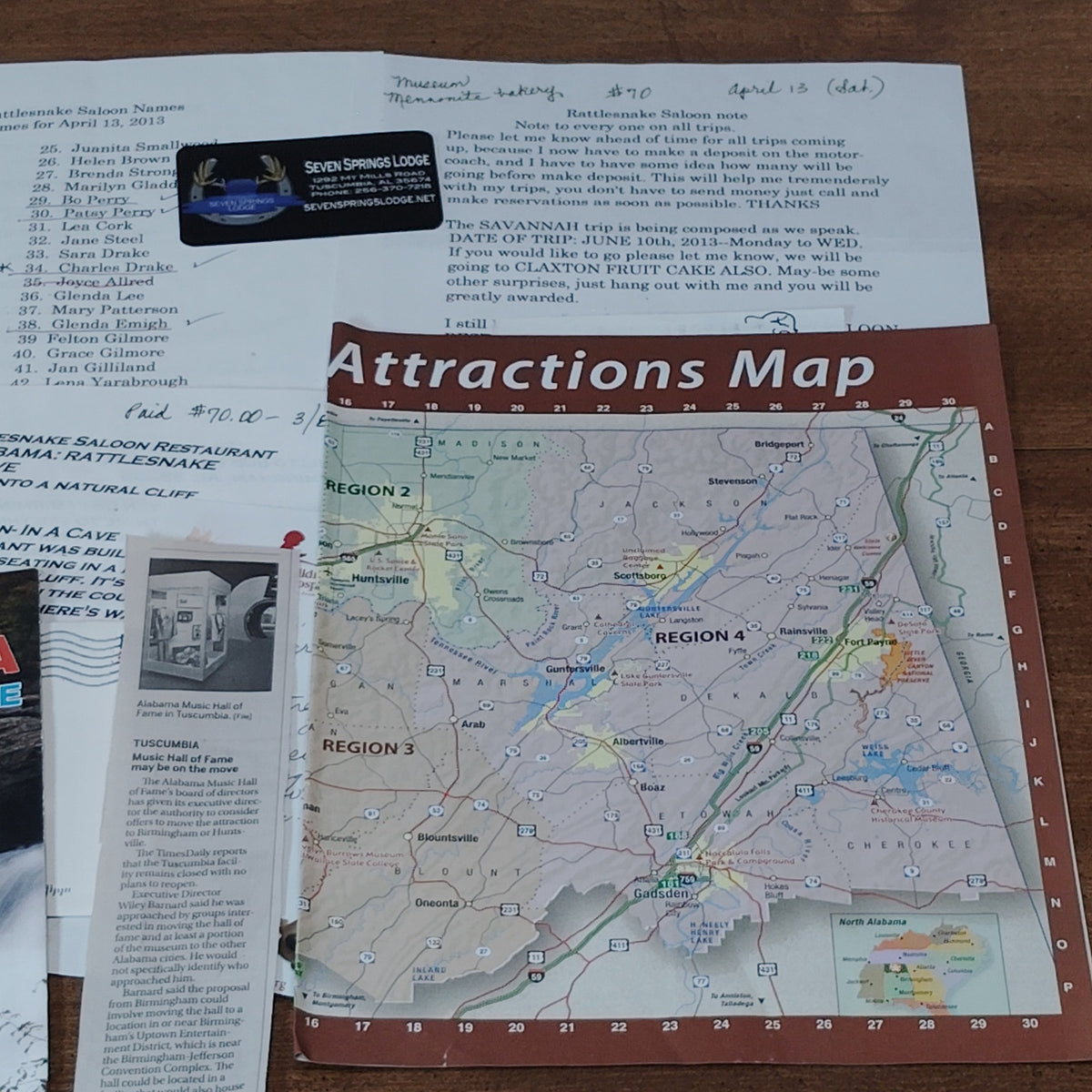 Rattlesnake Saloon Tuscumbia AL 2013 Travel Ephemera North Alabama Guide Map
