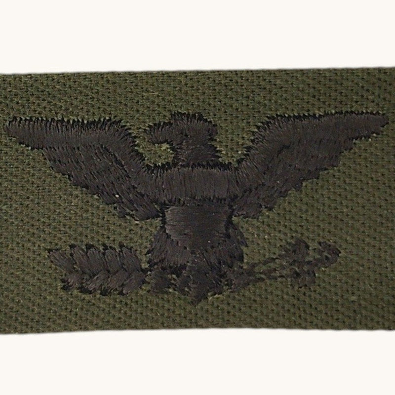 Pair US Army Air Force Colonel O‑6 Subdued Black on ODG Folded Twill 3‑1/8"