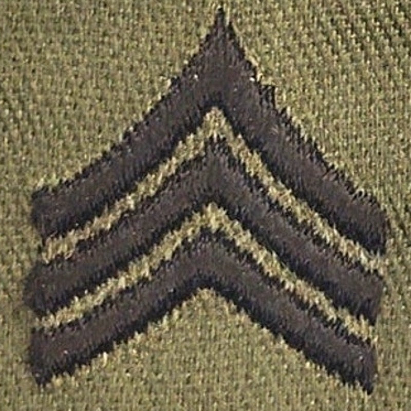 US Army SGT E‑5 Rank Tab Subdued ODG Loop Slip‑On 2" × 1‑1/2" Vintage