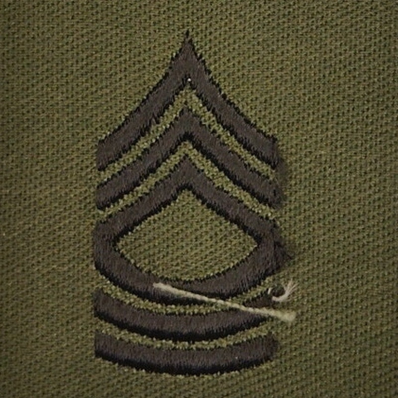 Vintage US Army Sergeant E‑5 Subdued OD Sleeve Chevrons Pair 5‑1/2" × 2" Sew‑On