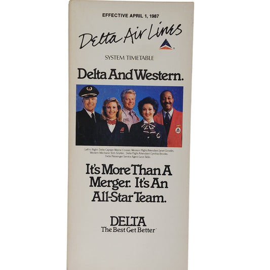 Delta Air Lines Timetable – April 1, 1987 – Western Merger Cover – 393 Pages