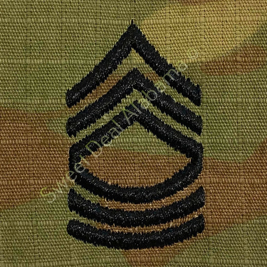Army Master Sergeant E-8 OCP Sew-On Rank Uniform Insignia, Multi-Camo, 2" x 2"