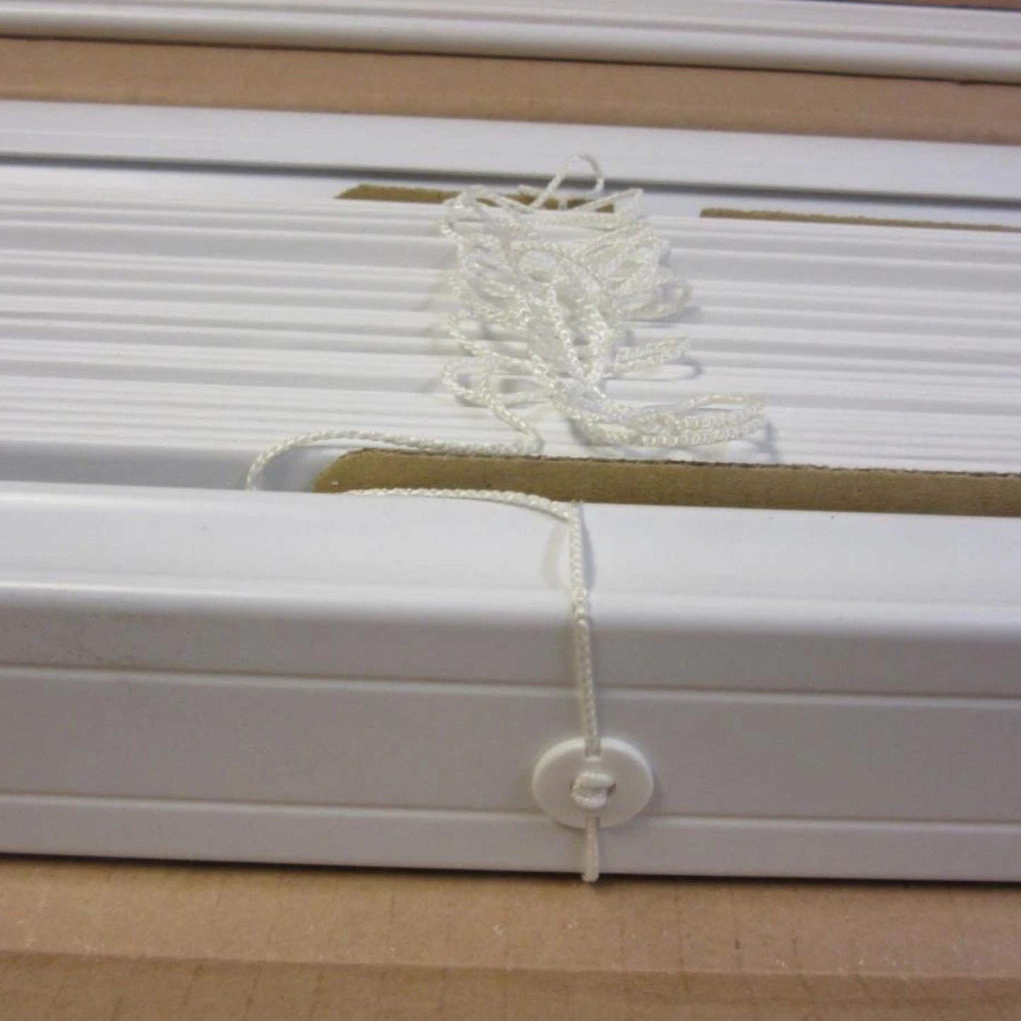 White Cordless Faux Wood Blinds – 2" Slats – 72" W x 64" L – Room Darkening