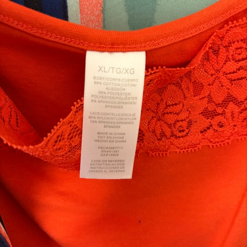 First Glance Women's XL Abstract Art Print Button-Up & Orange Tank Top Set