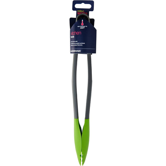 Farberware Colourworks Nylon Tong Bright Green 12" Silicone Tips, Heat-Resistant