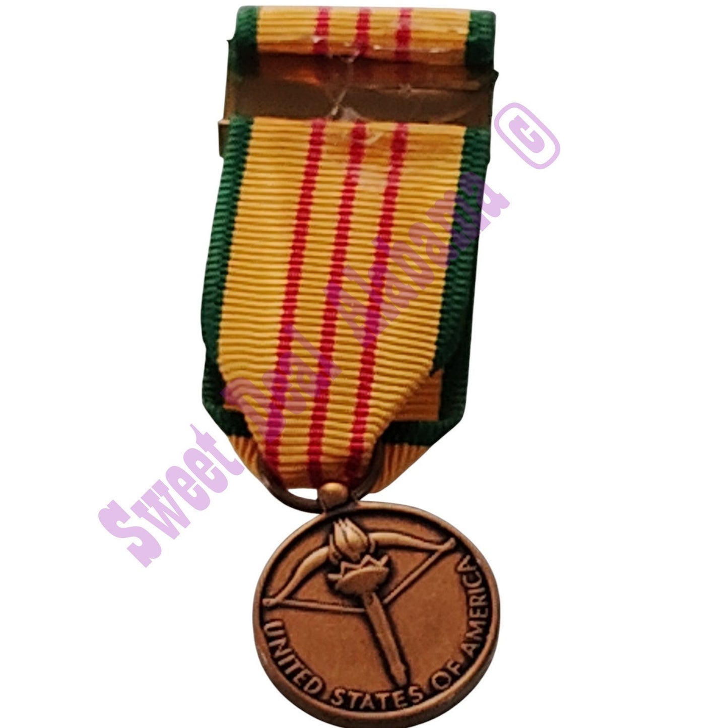 Vietnam Service Mini Medal (3/4"D) Ribbon (3/4"W) Overall 2-1/4"H