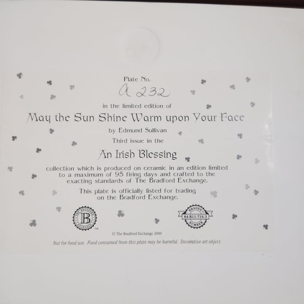 Bradford Exchange Irish Blessing Framed 4-Plate Set by Edmund Sullivan