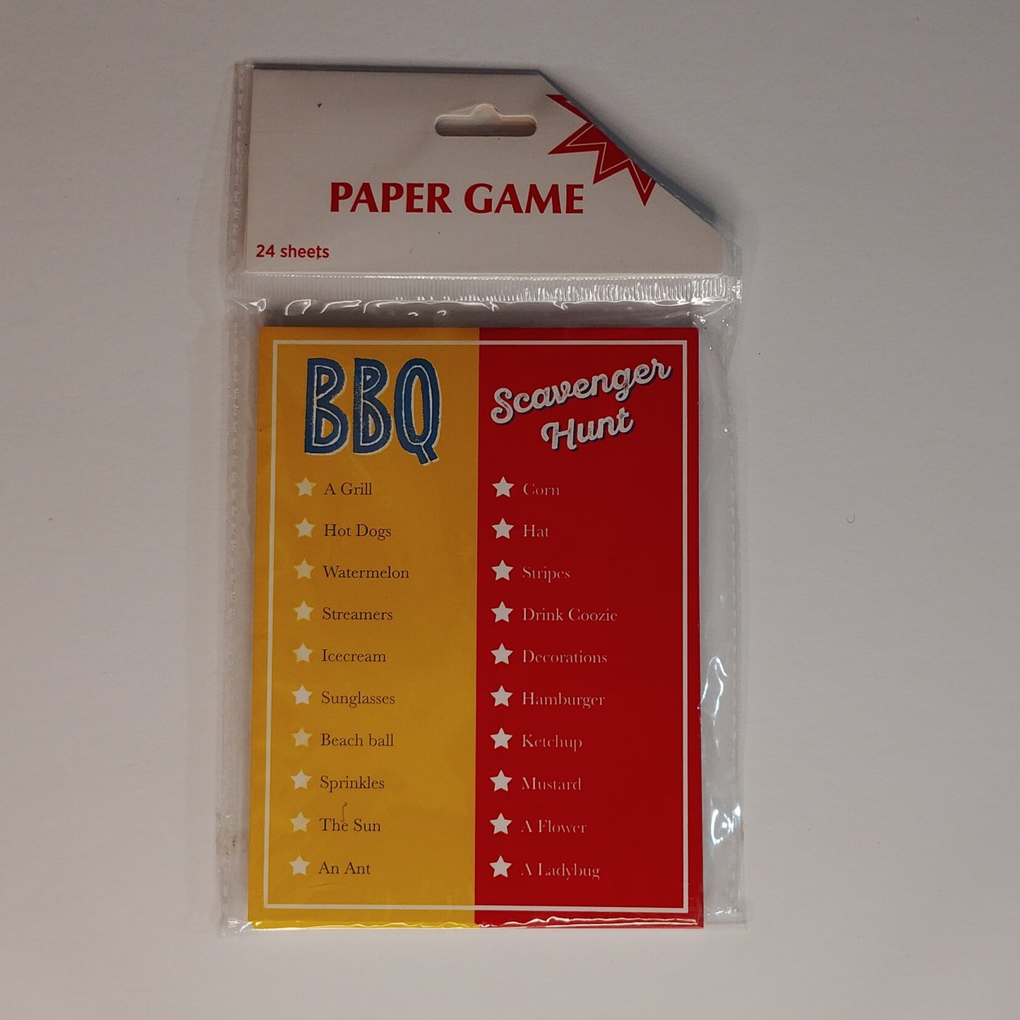 BBQ Scavenger Hunt Game Sheets – 3 Packs, 24 Sheets per Pack – Summer Activity