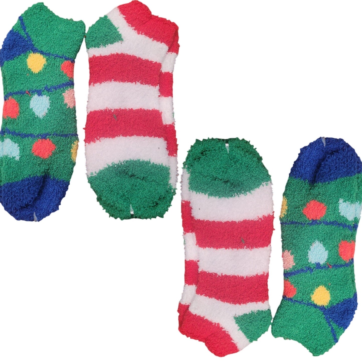 4-Pack Cozy Terrycloth Holiday Socks for Adults – One Size