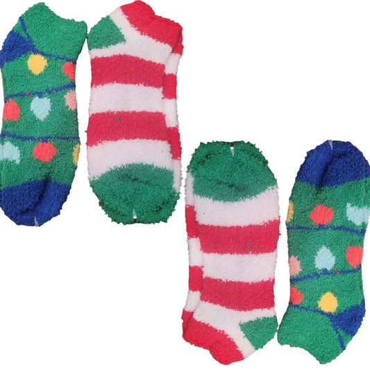 4-Pack Cozy Terrycloth Holiday Socks for Adults – One Size