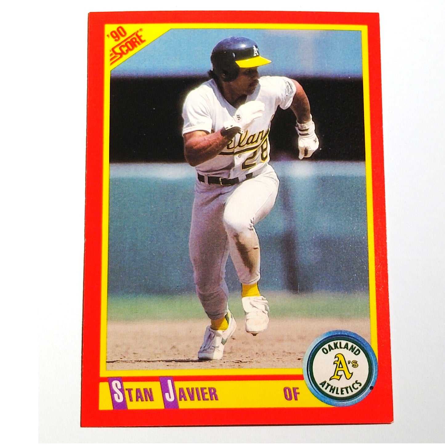 1990 Score Stan Javier #394 Oakland Athletics Outfielder MLB Baseball EX