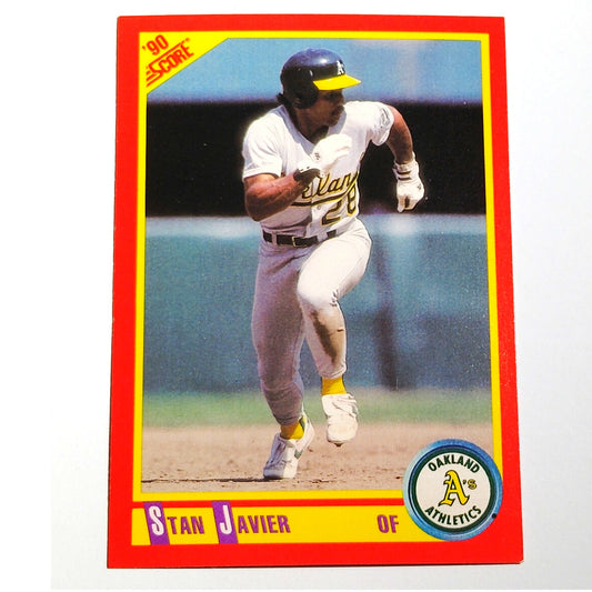 1990 Score Stan Javier #394 Oakland Athletics Outfielder MLB Baseball EX