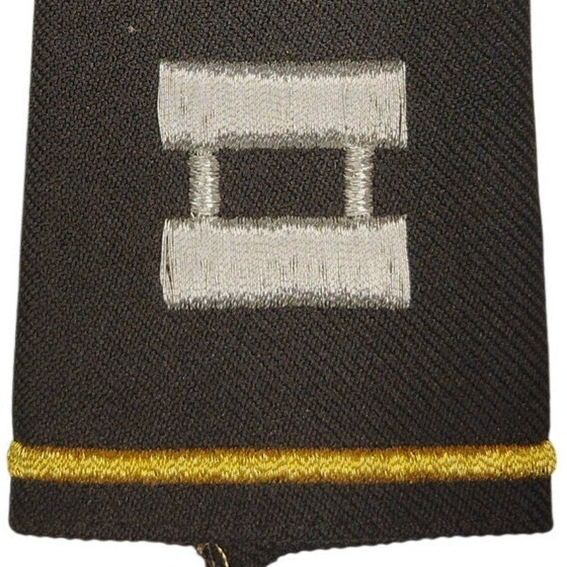 US Army Captain O‑3 Shoulder Marks Female 3‑1/4" × 2‑1/8" Black Pair
