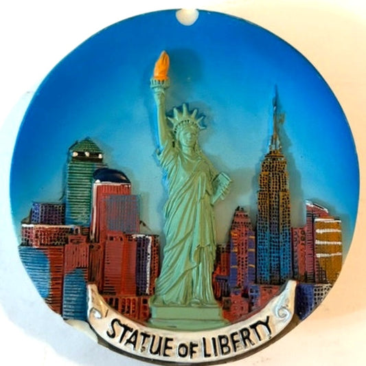 Statue of Liberty 3D Resin Decorative Plate Fridge Magnet NYC Skyline 2.875"