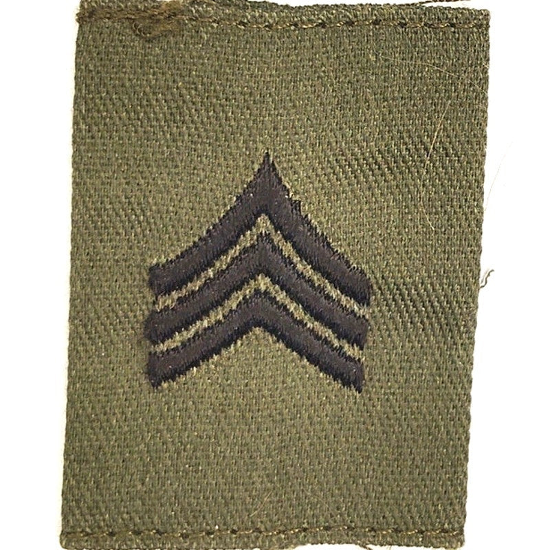 US Army SGT E‑5 Rank Tab Subdued ODG Loop Slip‑On 2" × 1‑1/2" Vintage