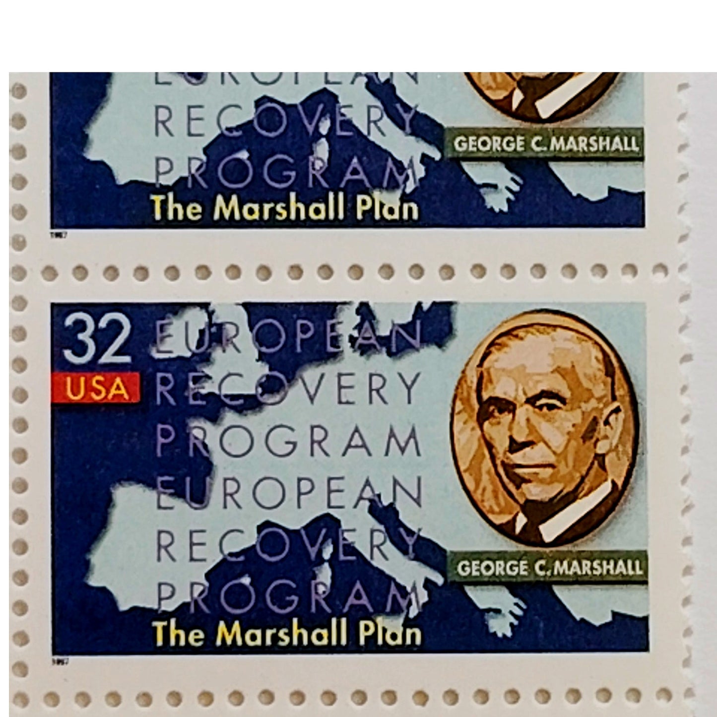 Block of 4 – 1997 USA 32¢ Marshall Plan MNH Scott 3141 Plate Block