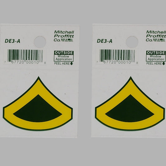 2-Pack Chevron PFC E3 Decals 2" x 1.5"  Adhesive Back – Outside Window -DE3-A