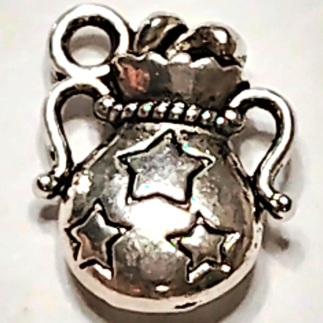 Aquarius Zodiac Charm Patinated Silver‑Tone Metal Water Bearer 1/2" Pendant