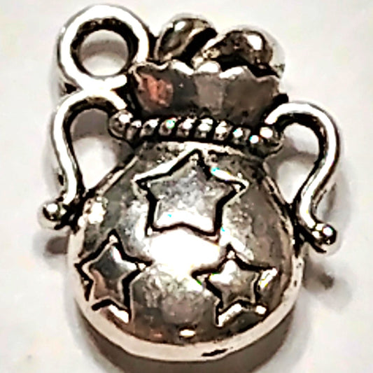 Aquarius Zodiac Charm Patinated Silver‑Tone Metal Water Bearer 1/2" Pendant
