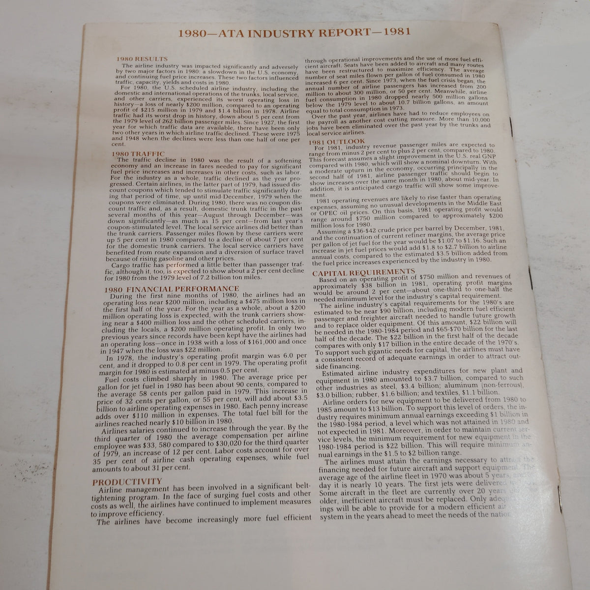 Vintage Delta Digest Magazine - January 1981 - Airplane Engine Cover - Brown/Tan