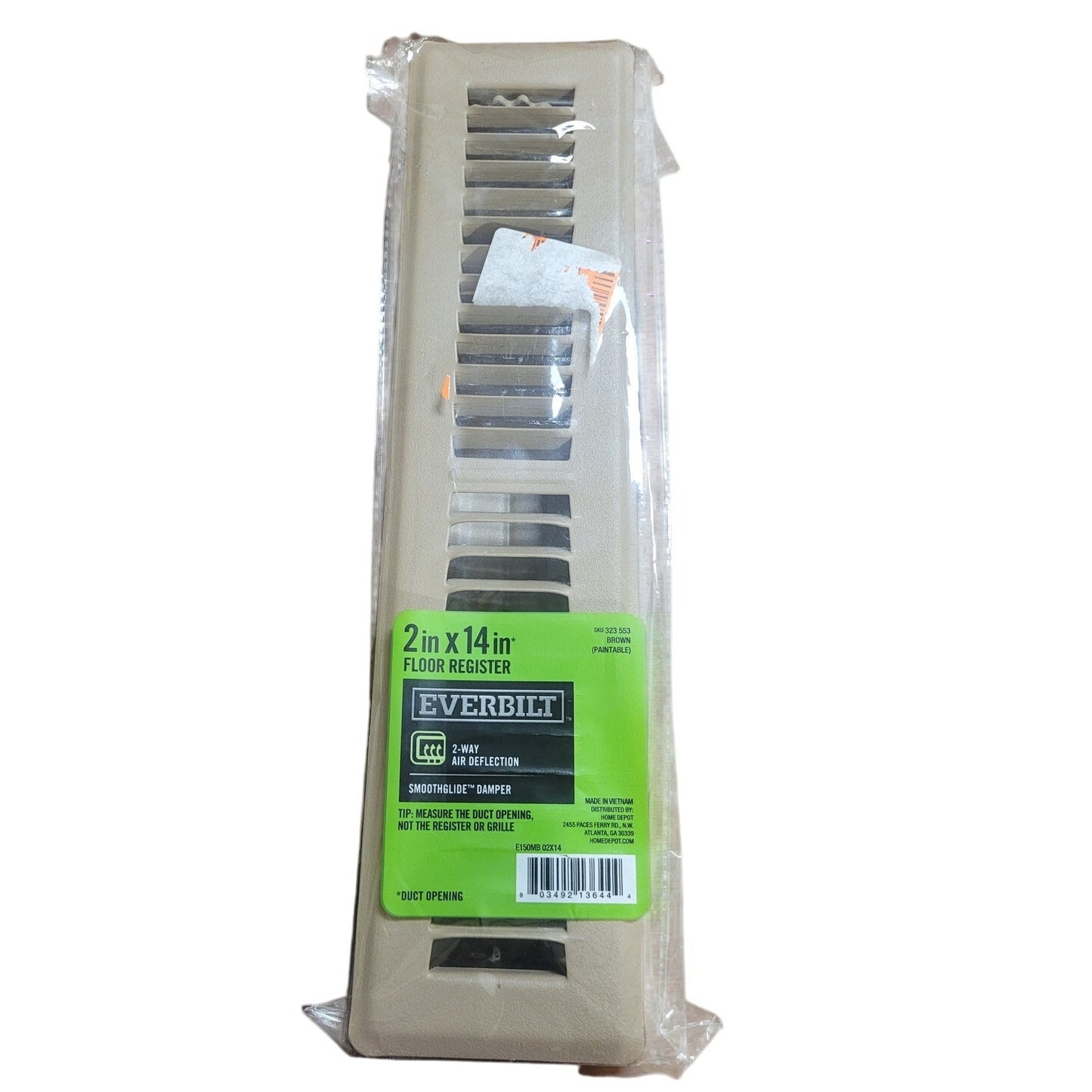 Everbilt 2 in. X 14 in. 2-Way Steel Floor Register in White