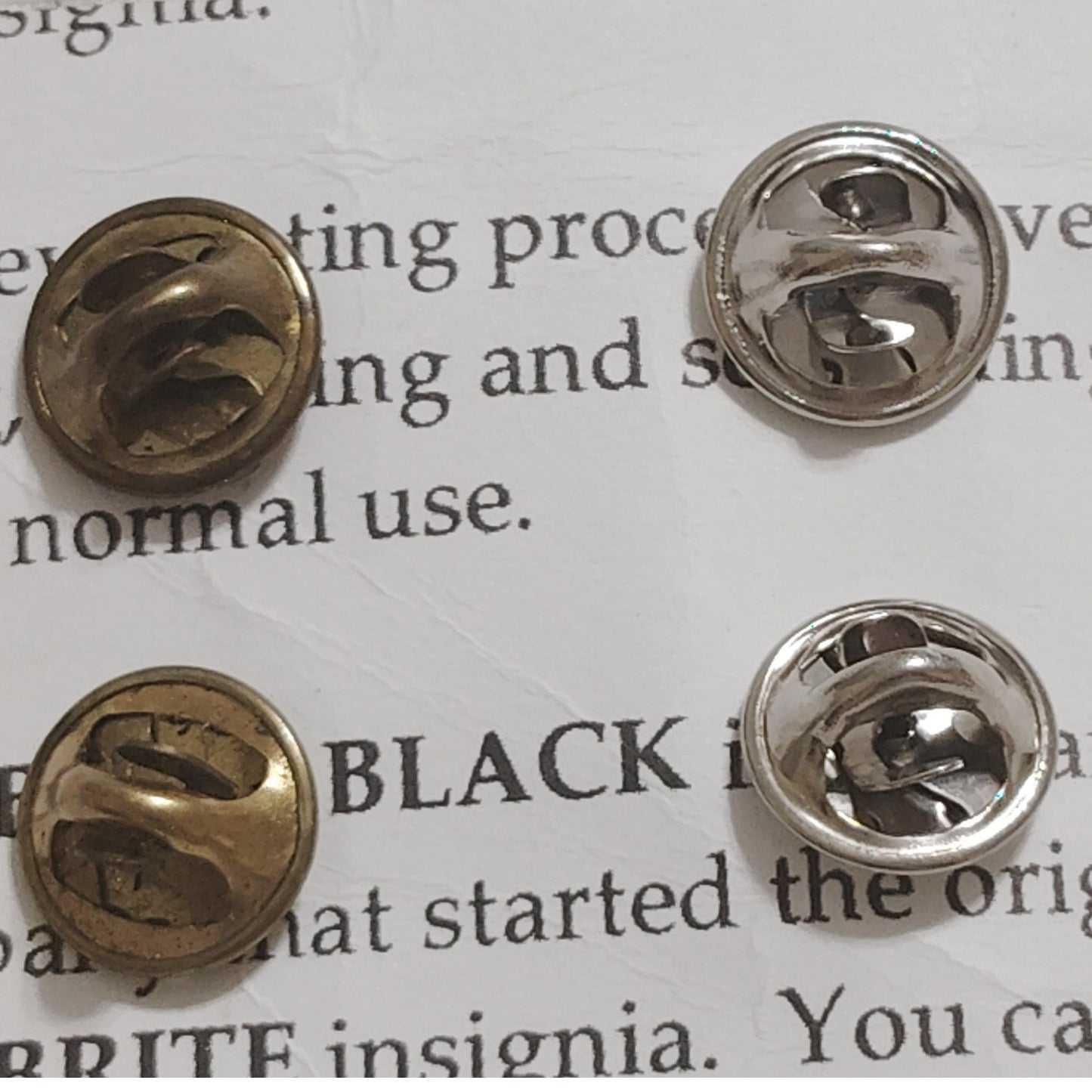 2 Sta-Brite U.S. Lieutenant Insignia (1) Black, (1) Gold Lapel Pins, 1" × 3/8"