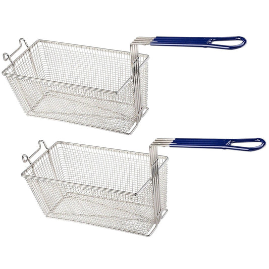 2 Fryer Baskets – 13-1/4" x 6-1/2" x 5-7/8" – Coated Handle – For 35 lb Vats