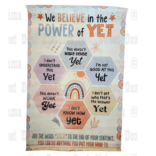 We Believe in the Power of Yet – 11” x 17” Motivational Canvas Print – Unframed