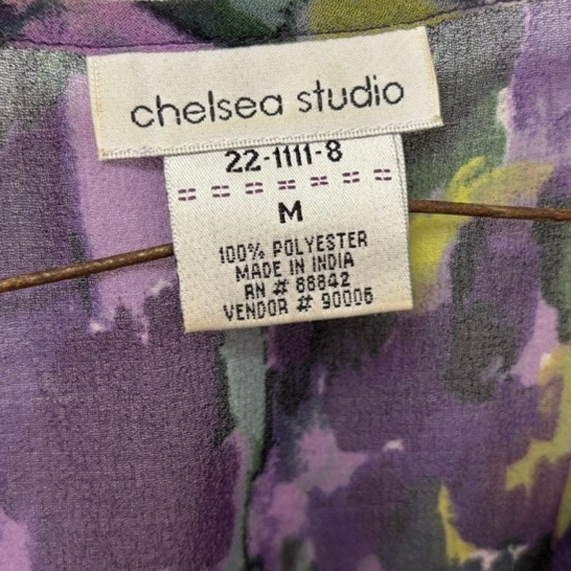 Chelsea Studio Multicolor Watercolor Sheer Blouse M - Excellent Condition