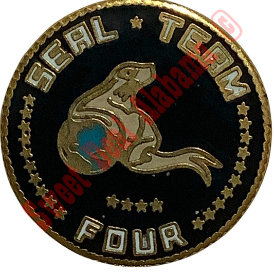 Vintage Navy Seals, Seal Team 4 (Four) Hat, Lapel or Tie Pin, 7/8" Dia.