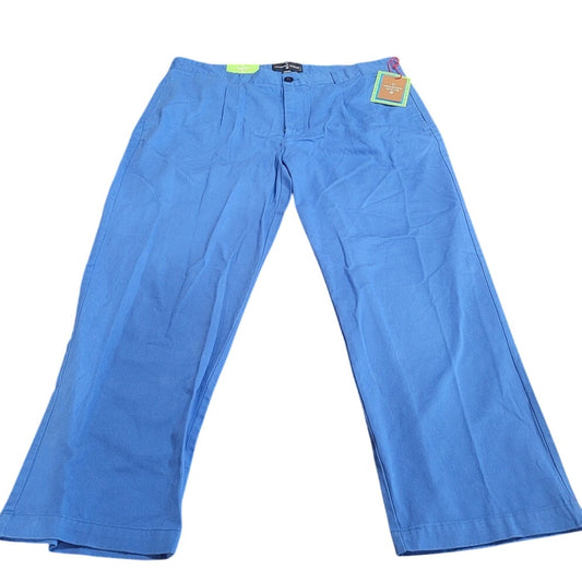 Men's Houston White, Single Pleated, Wide Leg, Chino Pants 40 x 30, Palace Blue