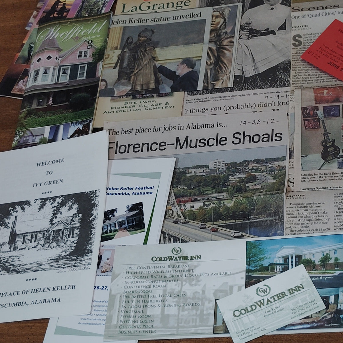 Tuscumbia, Alabama 2009 Travel Ephemera Collection - Vintage Memorabilia Lot