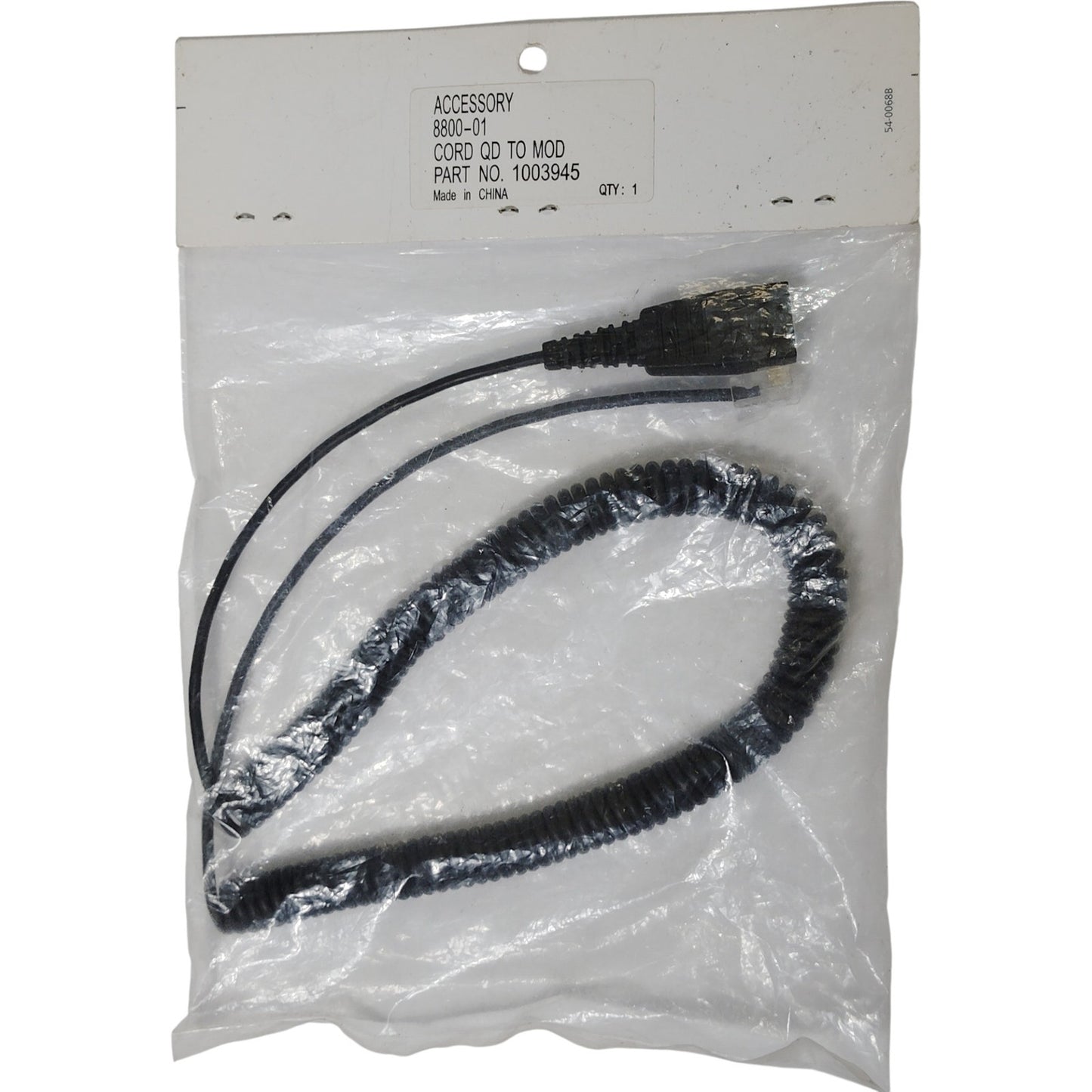 GN Netcom Accessory 8800-01 – Cord QD to MOD, Part No. 1003945, Qty 1