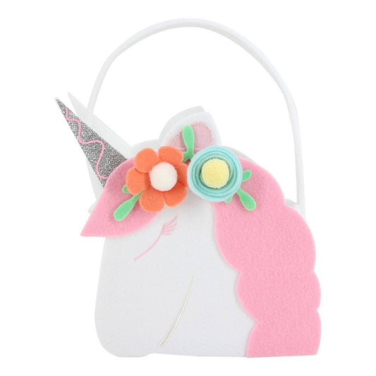 Spritz Felt Unicorn Easter/Flower Girl Basket – Glitter Horn – 1‑PK