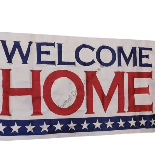 Welcome Home Flag, Red/White/Blue, 3 Ft. x 5 Ft. 68D Poly Flag / Banner