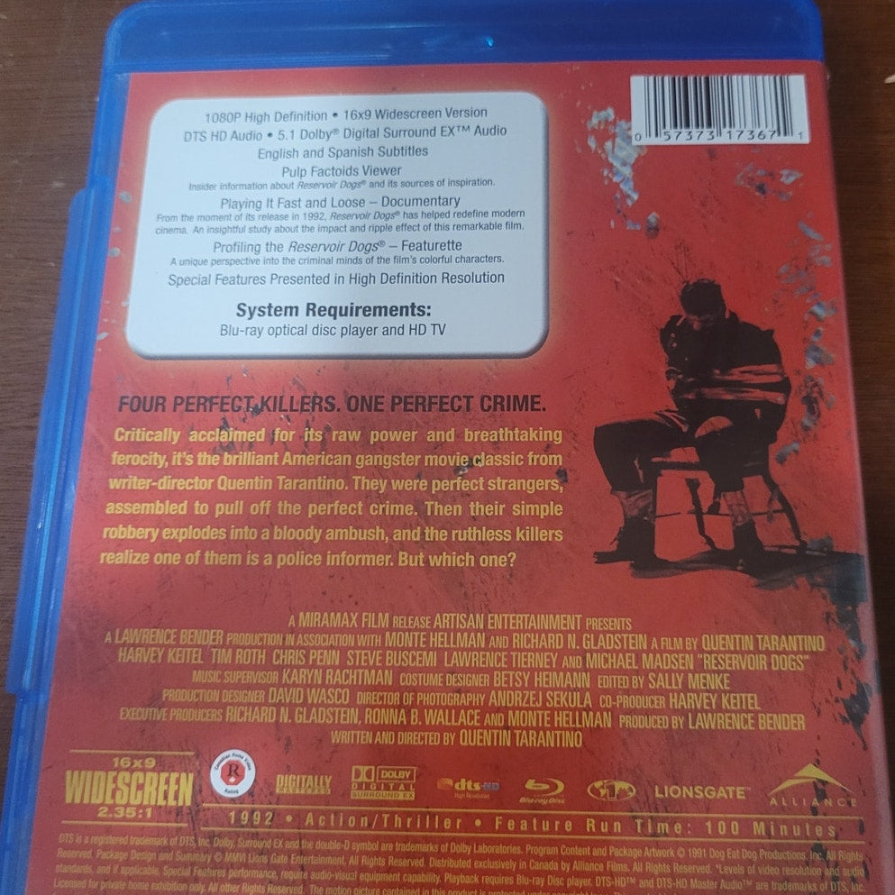 Reservoir Dogs Blu-ray 15th Anniversary Edition Crime Thriller Quentin Tarantino