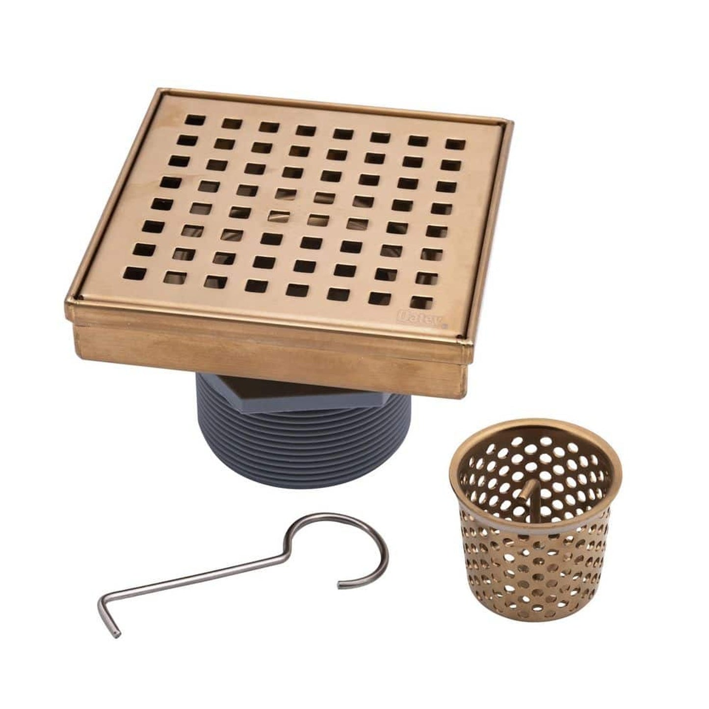 Oatey Designline 4" × 4" Stainless Steel Square Shower Drain, Champagne Bronze