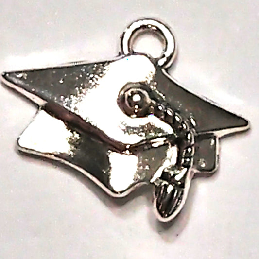 Graduation Cap Charm Patinated Silver‑Tone Alloy 1" Pendant Jewelry Making