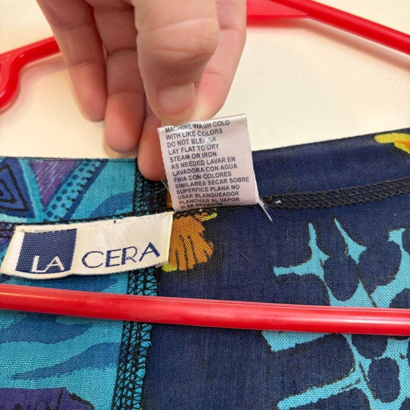 La Cera Women's Multicolor Sunflower Tie-Back Cotton Midi Dress L