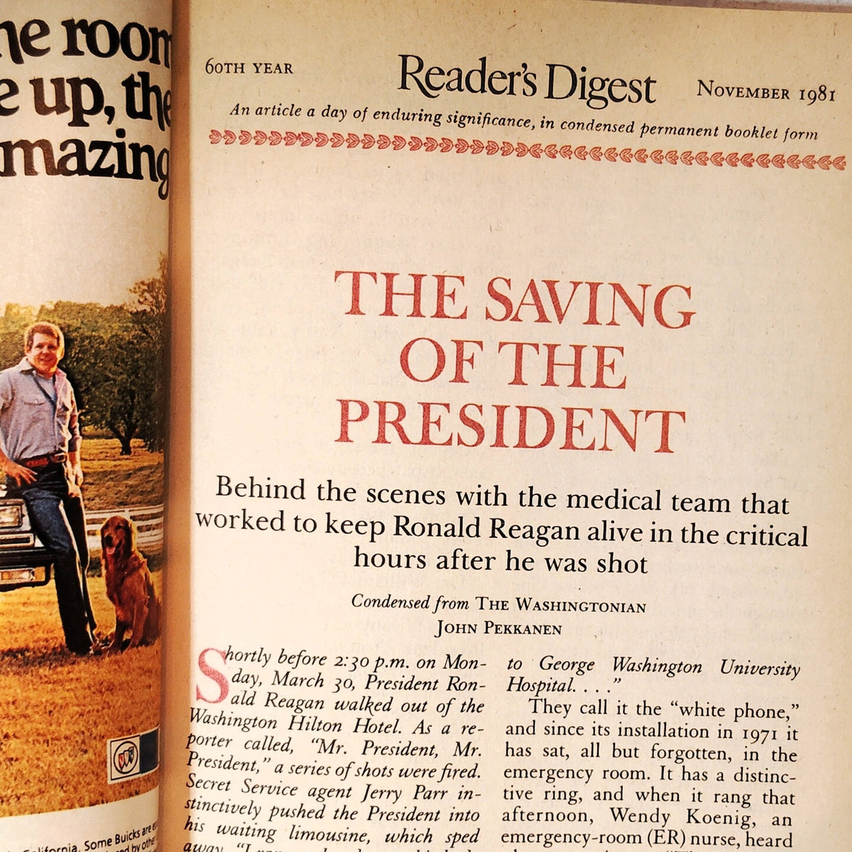 Reader's Digest November 1981 Magazine - The Saving of the President