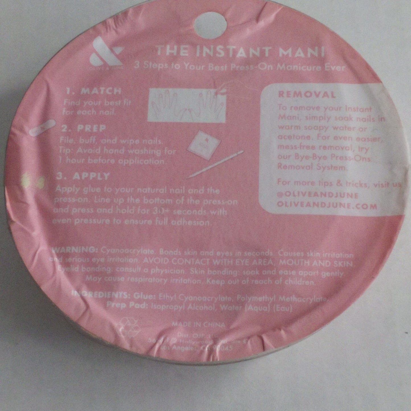 Olive & June Instant Mani Press‑On Nails – Strawberry Scone – Extra Short
