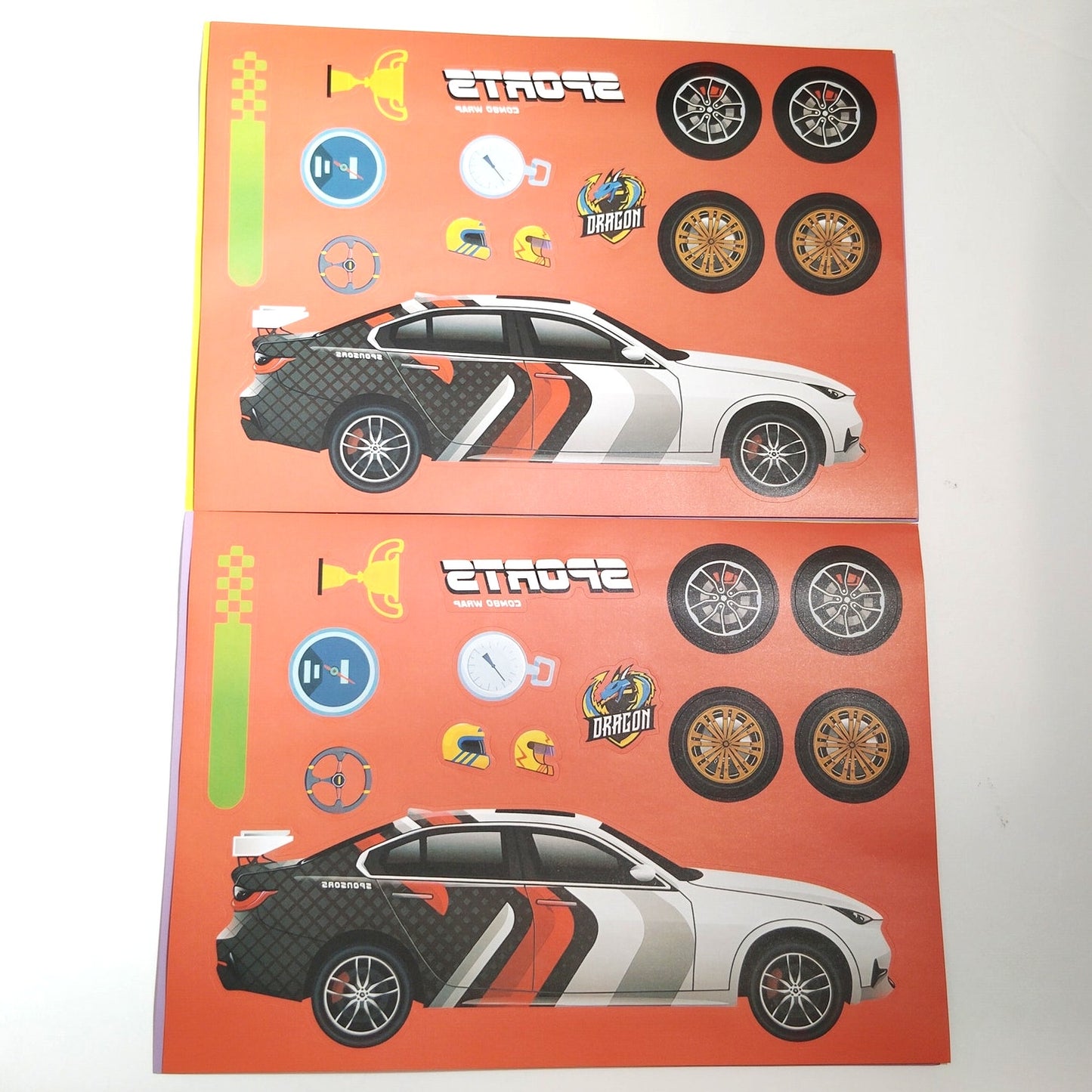 12‑Sheet Racing Car Assembly Sticker Set DIY Cartoon Race Car Craft Pack